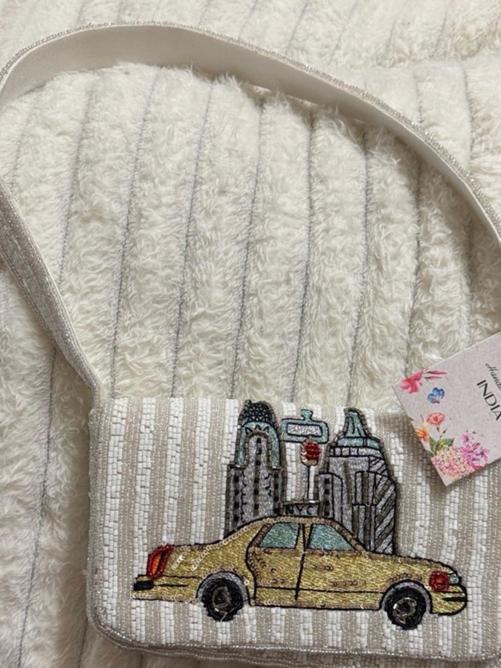 NEW New York City Yellow Cab Beaded Bag